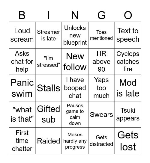 ScaredyChlo Bingo (post in discord) Bingo Card