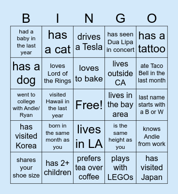 BABY BOONE SHOWER BINGO Card