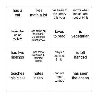 Find someone who... Bingo Card