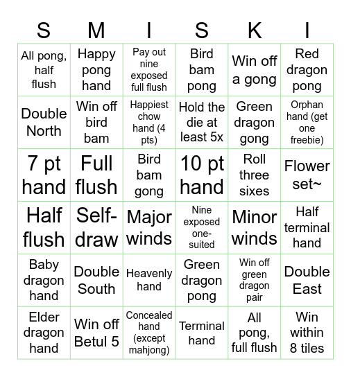 Le(t)’s Smiski Bingo! Bingo Card