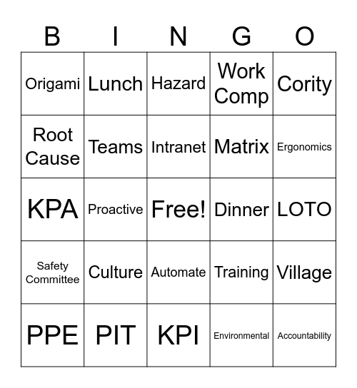EHS Offsite 2026 Bingo Card