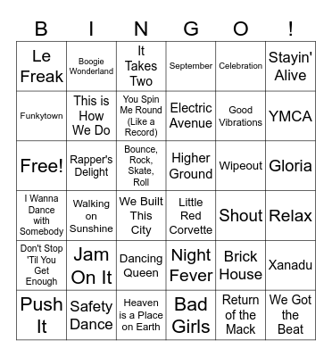 Going to the Roller Rink Bingo Card