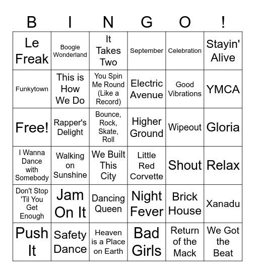 Going to the Roller Rink Bingo Card