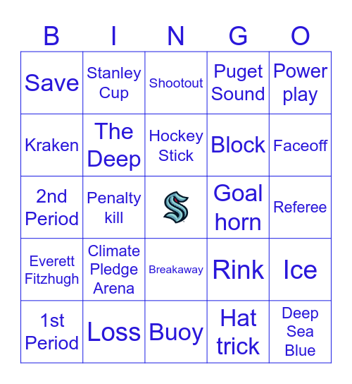 Kraken Krew Draft Party Bingo Card