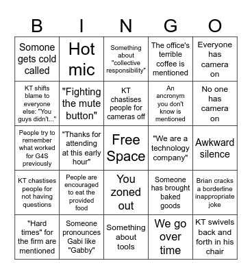 G4S Way Ahead Bingo Card