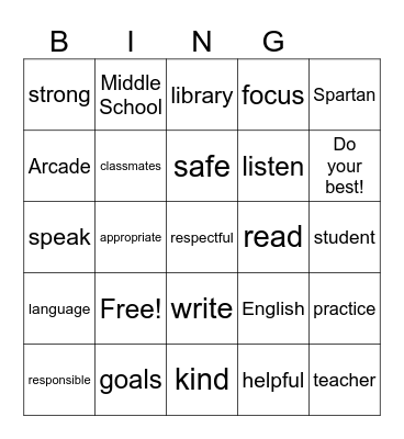 Spartan Strong Bingo Card