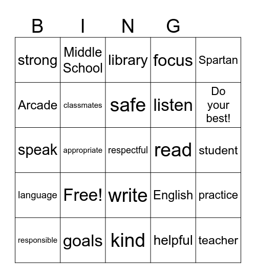 Spartan Strong Bingo Card