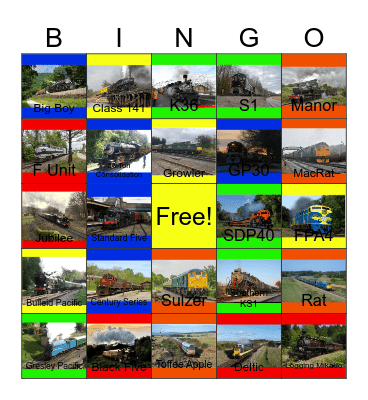 The California Western Railroad and other Spring Trains that I can ride with PWP besides the Niabi Zoo one day Bingo Card