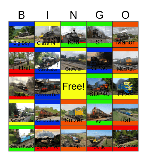 The California Western Railroad and other Spring Trains that I can ride with PWP besides the Niabi Zoo one day Bingo Card