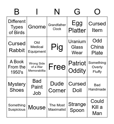 Antique Bingo Card