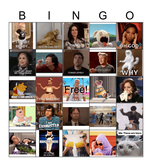 AA Team GIFs Bingo Card