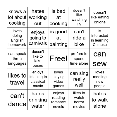 Find Someone Who... Bingo Card