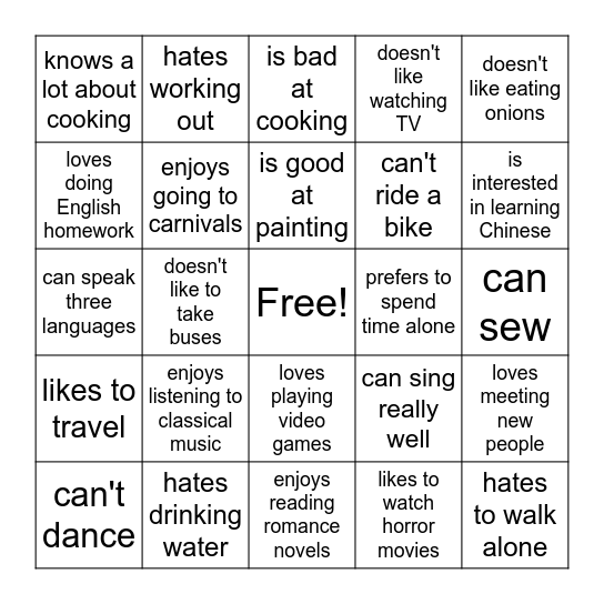 Find Someone Who... Bingo Card