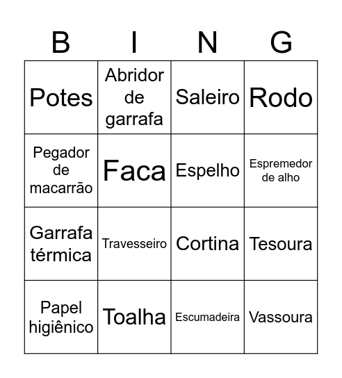 Chá de Casa Nova - Dani & Bruno Bingo Card