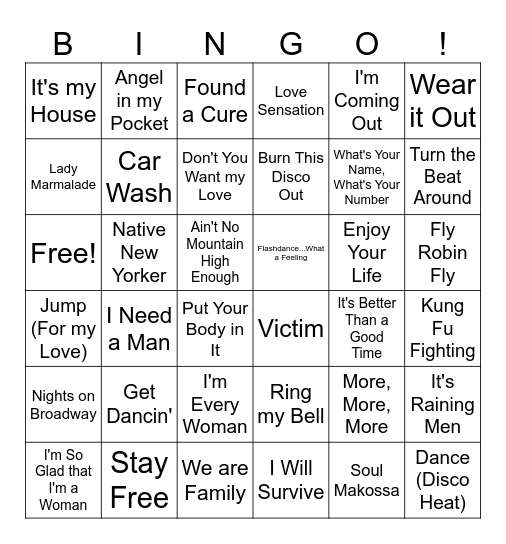 Powerhouses of Disco Bingo Card