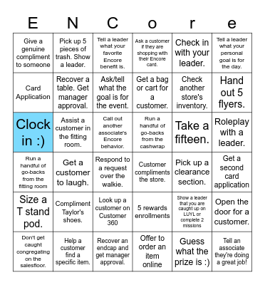 Cardmember Event Bingo Card