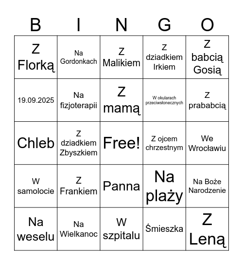 ROCZEK NINY Bingo Card