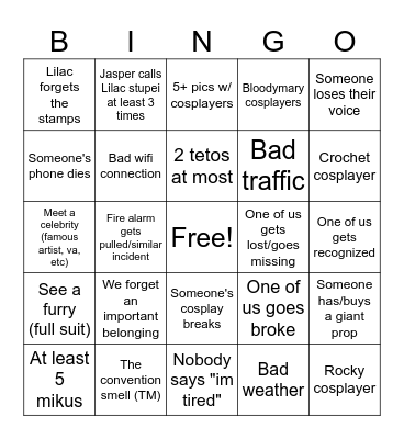 Anime magic Bingo Card