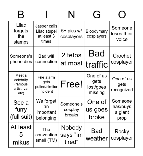 Anime magic Bingo Card