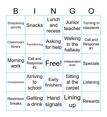 Ms. Stock's 3rd Grade Expectations Bingo Card