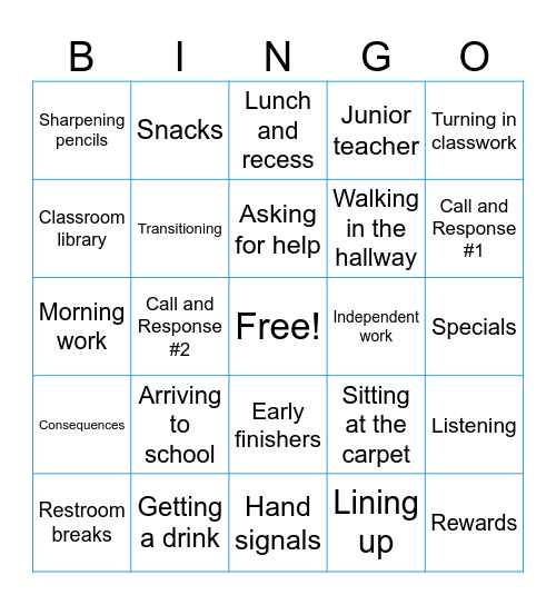 Ms. Stock's 3rd Grade Expectations Bingo Card