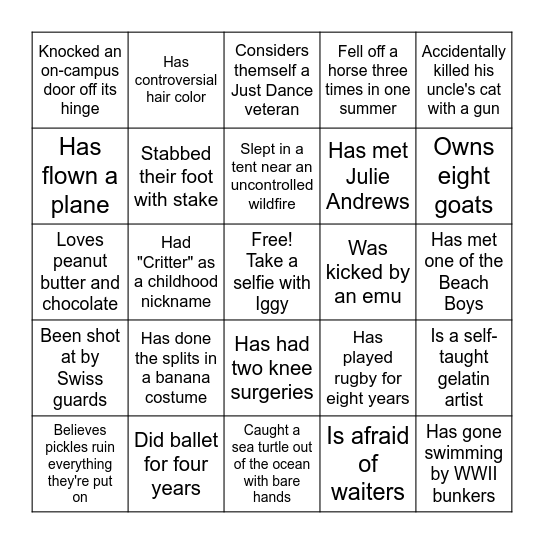 Blackout Bingo: Find the SAC Member who... Bingo Card