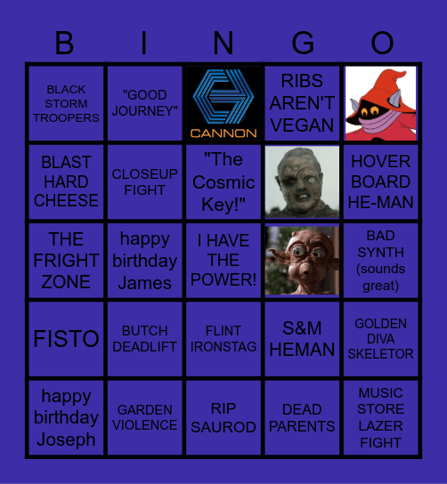 B-MOVIE BINGO: MOTU (1987) Bingo Card