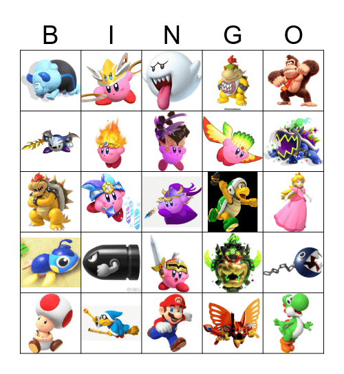 Mario / Kirby Bingo Card