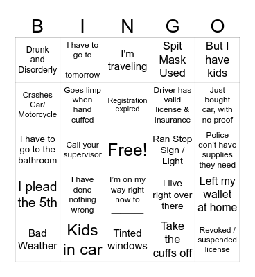 OPL/Body Cam Bingo Card