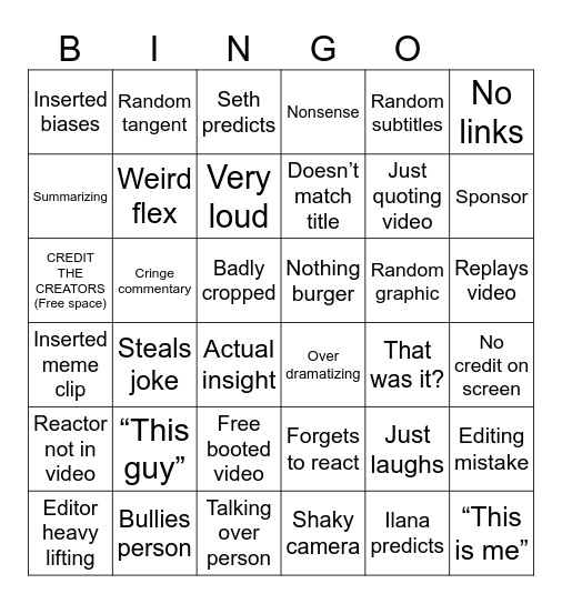 Ouu shiiii Bingo Card
