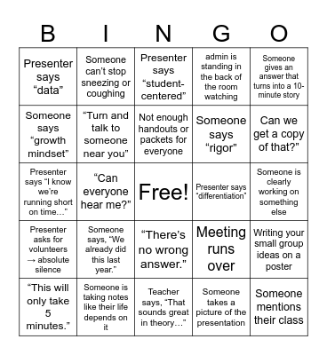PD Bingo Card