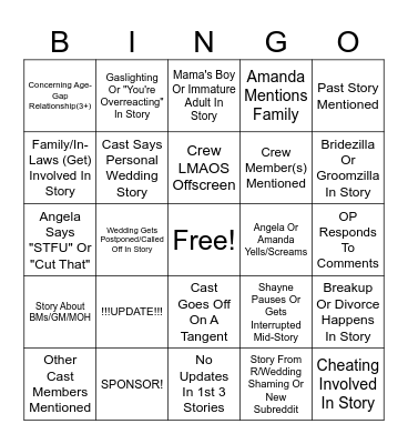 SRRS Bingo Card