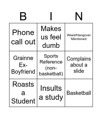 Grainne Bingo Card