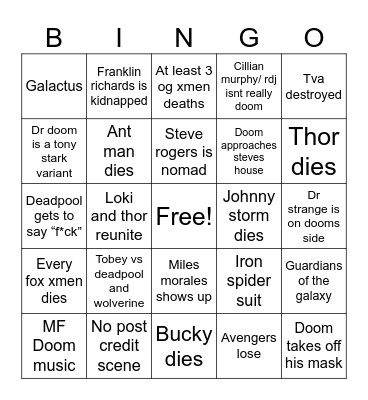 Doomsday card Bingo Card