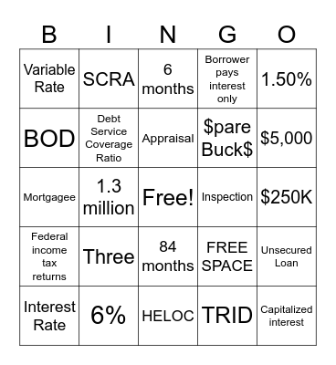 Lending BINGO Card