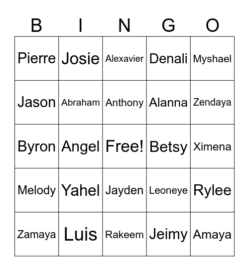 7th Block 3 Bingo Card