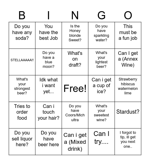 Beers Bingo Card