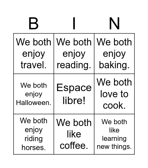 Get-To-Know-You Bingo! Bingo Card
