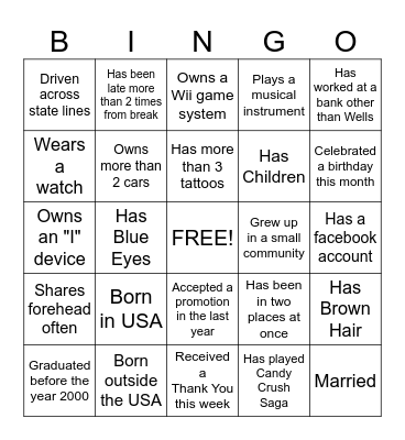 Fun Friday Bingo Card