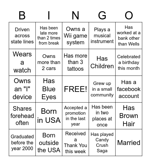 Fun Friday Bingo Card