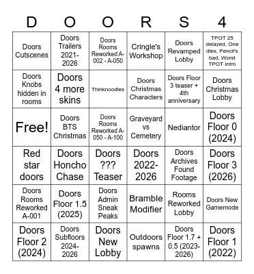 Doors Channels Bingo Card
