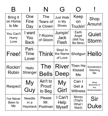 Motown Throwdown Bingo Card