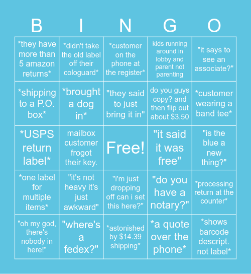 THE UPS STORE Bingo Card