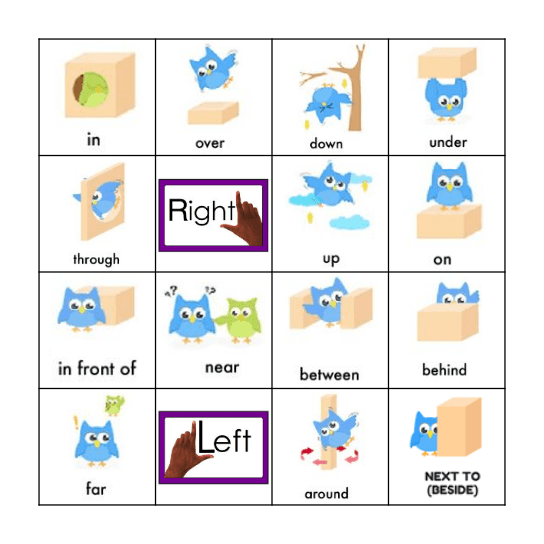 Preposition BINGO Card
