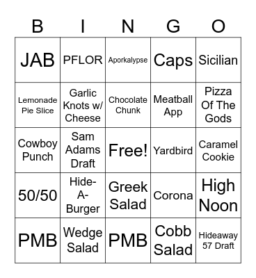 Friday Night FUN Bingo Card