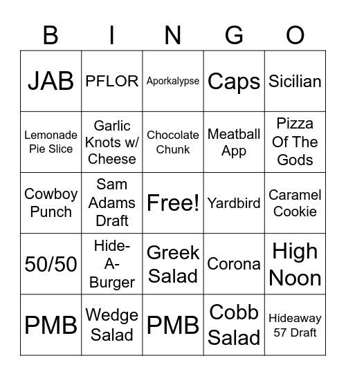 Friday Night FUN Bingo Card