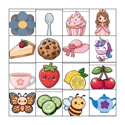 Princess Tea Bingo Card