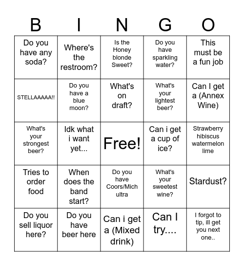 Beers Bingo Card