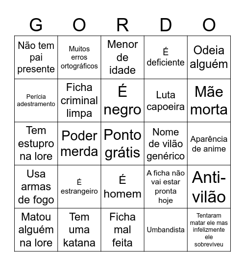 Bingo atola Bingo Card