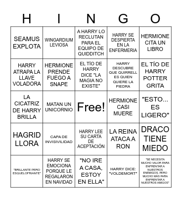HARRY POTTER Y LA PIEDRA FILOSOFAL Bingo Card